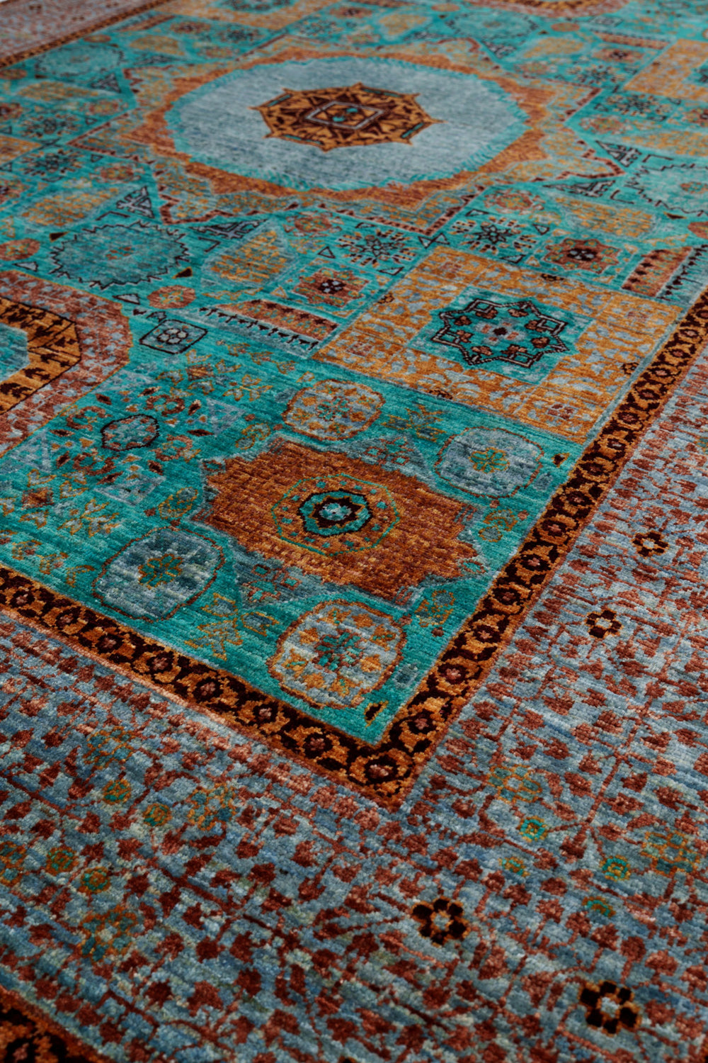 Hua Teal Mamlouk rug