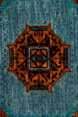 Hua Teal Mamlouk rug