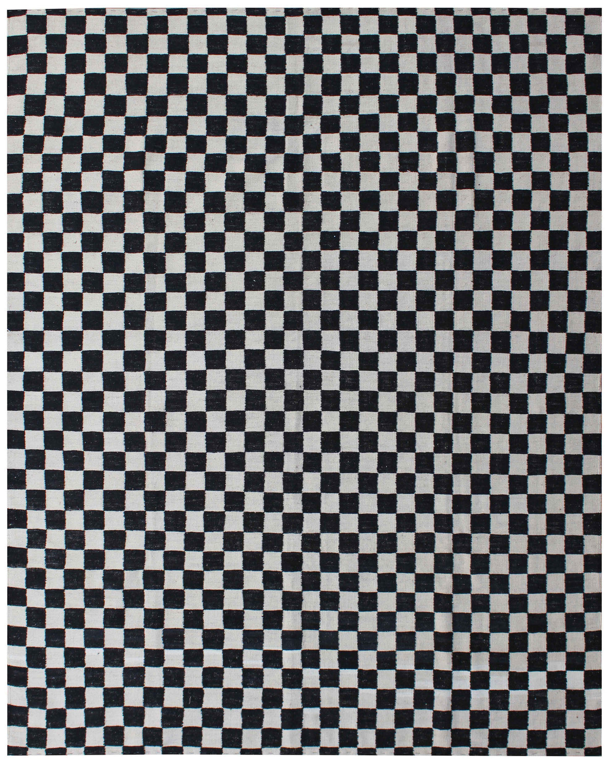 Black and beige large modern flatweave kilim in near-square format, 291×240cm