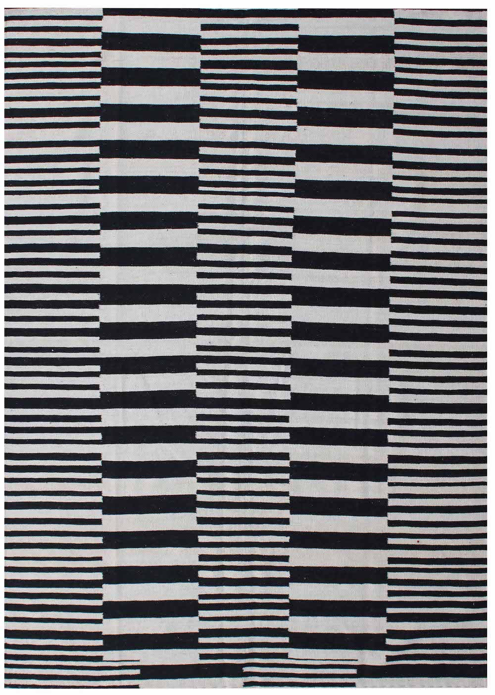Black and beige modern monochrome flatweave kilim, 297×197cm