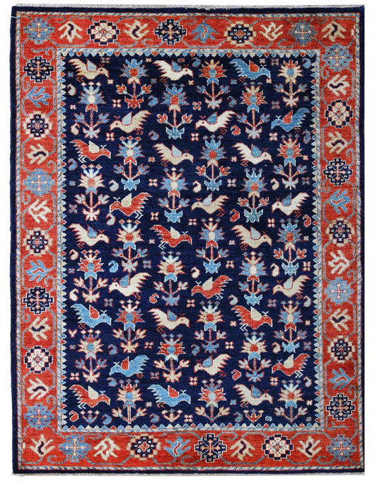 tribal-blue-orange-coloured-rug-179cmx120cm